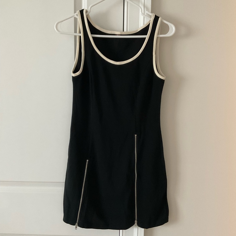 Elegant Black Dress with White Accents